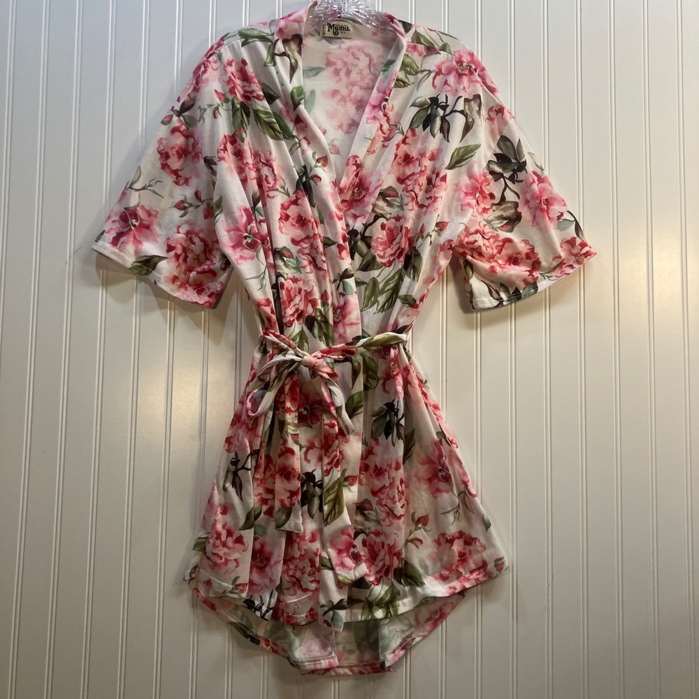 Show‎ Me Your Mumu Brie Kimono Garden of Blooms Floral Short Robe Peony Wrap OS